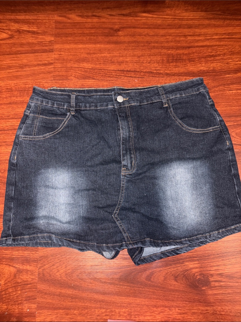 Dark Indigo Denim skort with Contrast Stitching